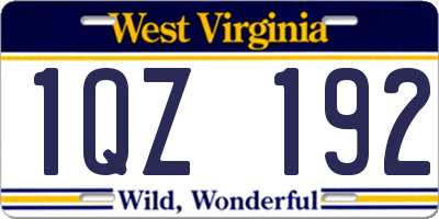 WV license plate 1QZ192