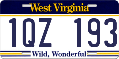 WV license plate 1QZ193