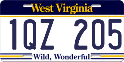 WV license plate 1QZ205