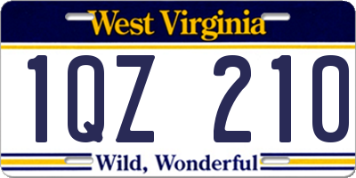 WV license plate 1QZ210