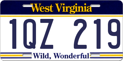 WV license plate 1QZ219