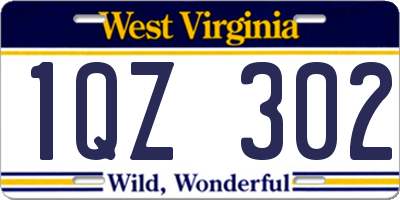 WV license plate 1QZ302