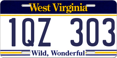 WV license plate 1QZ303