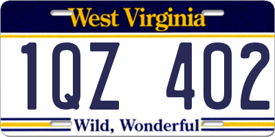 WV license plate 1QZ402