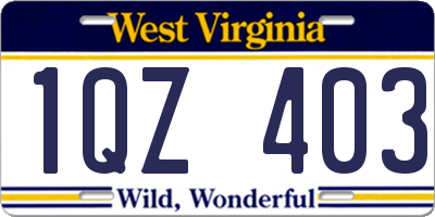 WV license plate 1QZ403