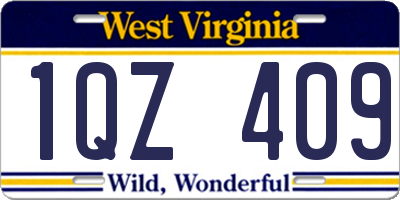 WV license plate 1QZ409