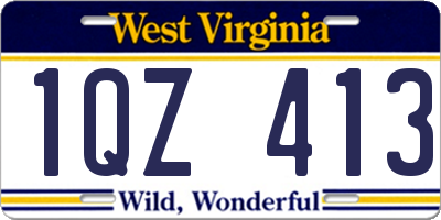 WV license plate 1QZ413