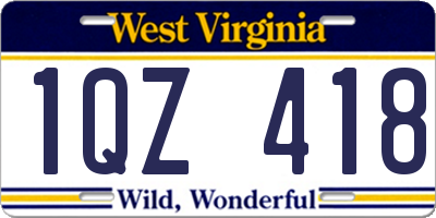 WV license plate 1QZ418