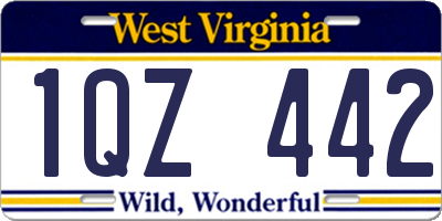 WV license plate 1QZ442