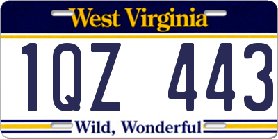 WV license plate 1QZ443