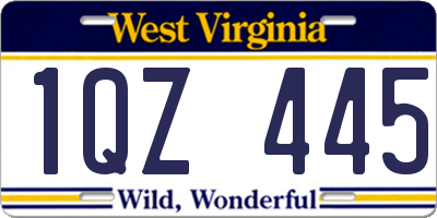 WV license plate 1QZ445