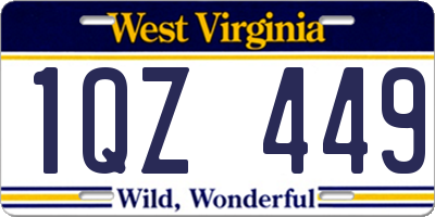 WV license plate 1QZ449