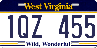 WV license plate 1QZ455
