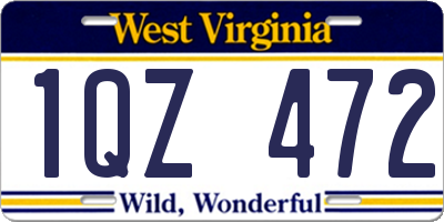 WV license plate 1QZ472