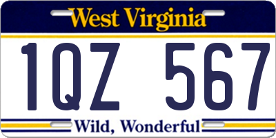 WV license plate 1QZ567
