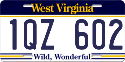WV license plate 1QZ602