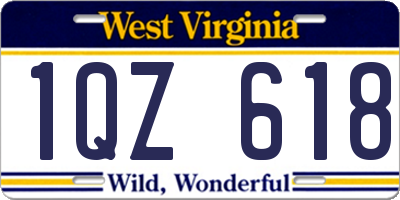 WV license plate 1QZ618