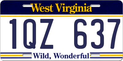 WV license plate 1QZ637