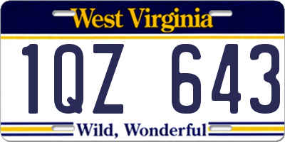 WV license plate 1QZ643