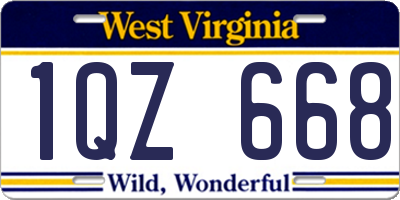 WV license plate 1QZ668