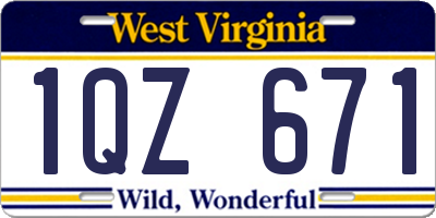 WV license plate 1QZ671