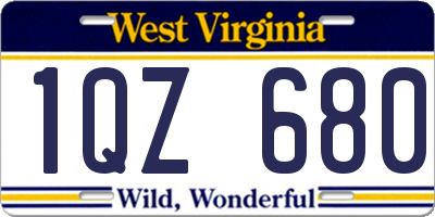 WV license plate 1QZ680