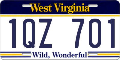 WV license plate 1QZ701