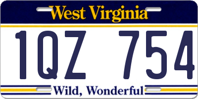 WV license plate 1QZ754