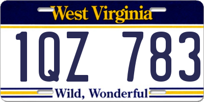 WV license plate 1QZ783