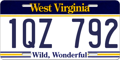 WV license plate 1QZ792