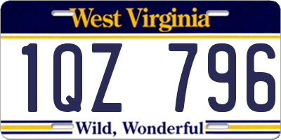 WV license plate 1QZ796