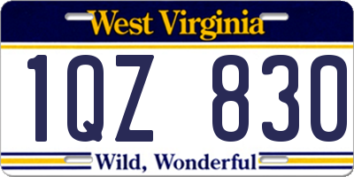 WV license plate 1QZ830