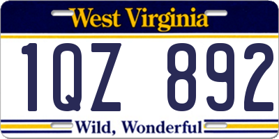 WV license plate 1QZ892