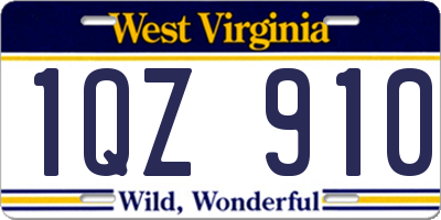 WV license plate 1QZ910