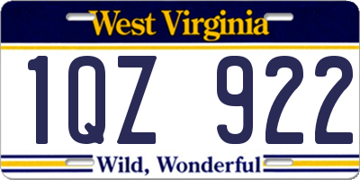 WV license plate 1QZ922