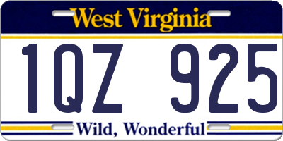 WV license plate 1QZ925