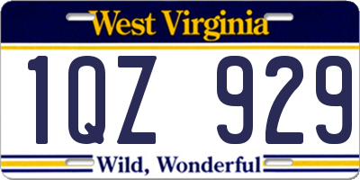 WV license plate 1QZ929