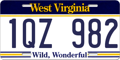 WV license plate 1QZ982