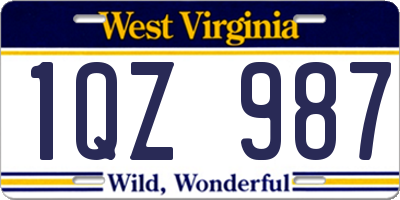 WV license plate 1QZ987