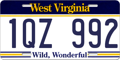WV license plate 1QZ992