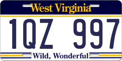 WV license plate 1QZ997