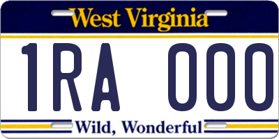WV license plate 1RA000