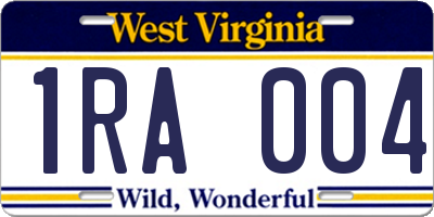 WV license plate 1RA004