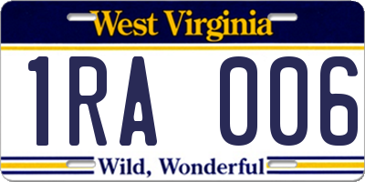 WV license plate 1RA006