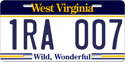 WV license plate 1RA007