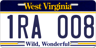 WV license plate 1RA008