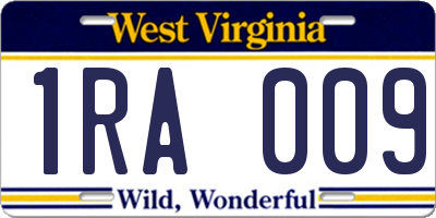 WV license plate 1RA009