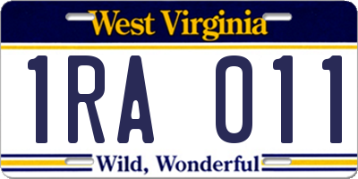 WV license plate 1RA011