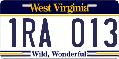 WV license plate 1RA013