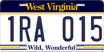 WV license plate 1RA015